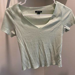 Light Neon Green V-Neck Crop Top